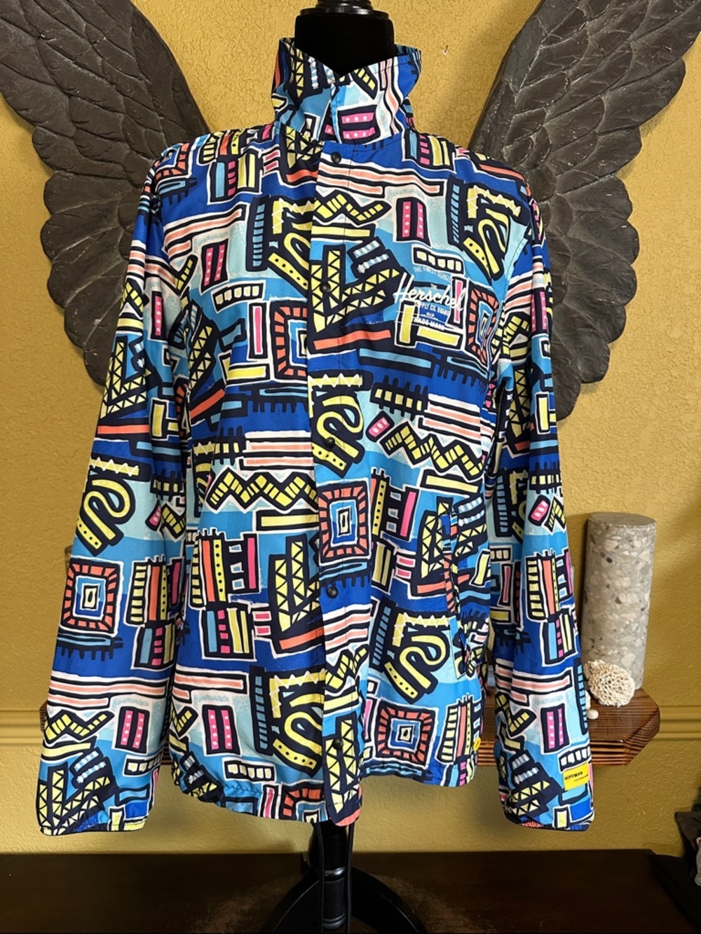 Herschel Blue Geo-Print Casual button down Shirt Jacket